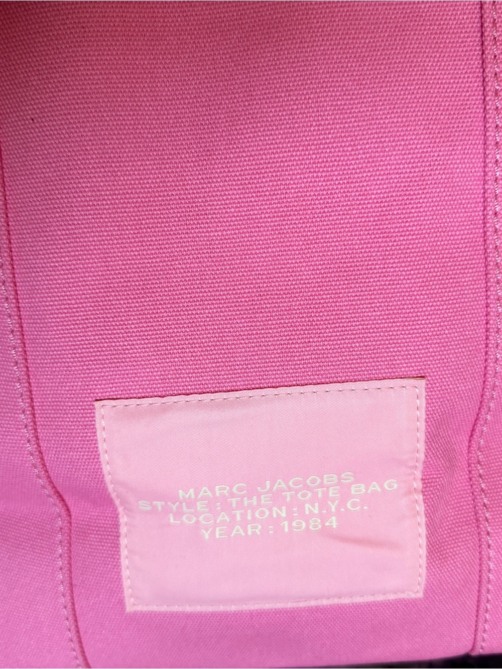 Marc Jacobs Pink Large Canvas Tote Bag with Logo - Picture 3 of 7